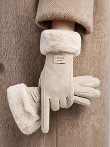 Autumn/Winter Cold Weather Gloves, Touchscreen Finger Protection Gloves, Fleece Lined, Unisex, Multiple Colors Available, Suitable For Snow Sports, Can Be Used As Christmas Or Holiday Gift - Multicolor - View 1