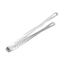 1pc Stainless Steel Food Tongs, Long Handle Non-Slip BBQ Tongs, Steak Tongs, Kitchen Utensil Accessory - Silver - View 4