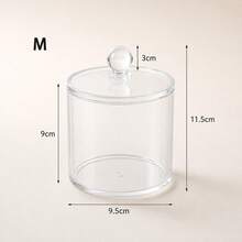 Bamboo Lid Dust-Proof Storage Jar Transparent Visible Desktop Organizer Box Large Opening Easy Access Cotton Pads Cotton Swabs Makeup Sponges Jewelry Vanity Organizer - Multicolor - View 12
