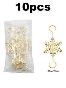 10/1pc Christmas Snowflake Ornament Hook Hangers Golden Sliver Snowflake Decorative Christmas Tree Hanging Metal Wire For Xmas Christmas Tree Decoration Hangers, Metal Snowflake Hook For Small Ornaments, Gold Snowflake Ornament Hangers - Multiple Styles - View 13
