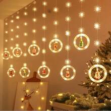Christmas LED Curtain Lights Set - Santa Claus, Reindeer, Snowman, Christmas Tree Design, Wish Ball String Lights, USB Powered Holiday Decor For Home, Bedroom, Party Decoration - One Size - View 12