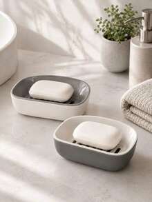 1pc Double Layer Soap Holder Dish, Multi-Functional Bathroom Soap Rack, PP Material, Hollow Double Layer Design, Non-Slip Base, No Soap Residue, Suitable For Bathroom Vanity Or Sink - Multiple Styles - View 1
