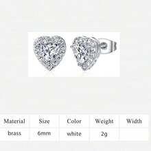 MDFUN 1/2pcs 18K White Gold Plated Round & Square Zirconia Cubic Diamond Halo Stud Earrings - Silver - View 16