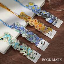 Artistic Metal Hollow Tassel Bookmark, Vintage Oil Painting Style Decorative Page Marker, Suitable As Reading Gift For Book Lovers - A - View 3