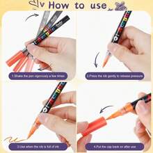 24 Colors Acrylic Paint Pens, Soft Brush Tip Acrylic Markers, Quick Drying Waterproof, Suitable For Canvas, Rock Painting, Wood, Stone, Glass, Ceramic, Fabric DIY Crafts, Back To School Gift - Multicolor - View 2