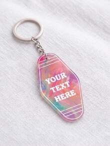 1pc Custom Text Vintage Motel‑Style Keychain,Custom Key Ring Accessory, Backpack Handbag Pendant Gift For Friends Couples Daily Decor - Multicolor - View 10
