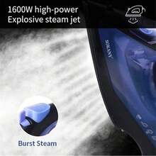 Setrika Listrik SOKANY 11004, Setrika Uap Bertenaga Tinggi 1600W, Penghilang Kerutan Pakaian, Pemanasan Cepat, Kontrol Suhu 5 Tingkat, Dapat Diganti dengan Bebas, Tangki Air Kapasitas Besar 190ml, Cocok untuk Penggunaan di Rumah dan Bisnis - Hitam - View 2