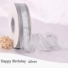 Happy Birthday Chiffon Ribbon ~ Bow Ribbon Packaging For Bouquet, Clothing, Cake, Gift Box - Multicolor - View 11