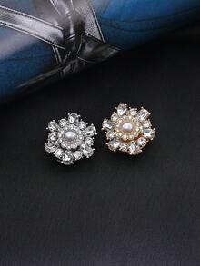 1/2/4pcs 22mm Women's Rhinestone Button Covers, Crystal Button Covers, Detachable Clip-On Button Covers, Crystal Decorative Buttons For Clothing, Lead-Colored - Multicolor - View 9