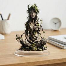 2D 壓克力大地之母雕像，苔蘚樹女神雕像，禪修與自然愛好者裝飾，大地之母女神，樹仙，靈性裝飾，禪修，祭壇裝飾，房間裝飾，桌面裝飾，客廳裝飾 - 綠色女神 - 查看 6