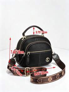 PLANEE Portable Crossbody Bag 2026 New Fashion Multi-Functional Commuter Small Square Bag Multi-Layer Large Capacity Casual Retro Multi-Functional Portable Small Bag Women's Soft Leather Phone Bag - Black - View 2