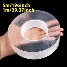 1 Roll - Strong Waterproof Double-Sided Nano Tape (Length 1m-5m) -- Super Strong Adhesion, Reusable, Multi-Functional, Perfect For Christmas Decorations, DIY Crafts And Daily Home Use - Transparent - View 7
