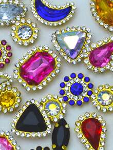 50pcs Multicolor Handmade Sewing Rhinestone Claws, Rhinestone Clothing, Shoes, Hats, Bags DIY Materials, Jewelry Accessories - Color Mixing - View 6