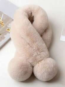 1pc Women's Faux Fur Collar Scarf, Thick Fleece Neck Warmer, Autumn/Winter Daily Neck Accessory - Multicolor - View 2