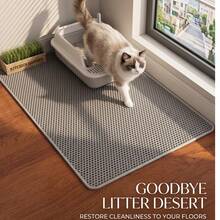 1PC Waterproof Urine-Proof Non-Slip Litter Trapping Mat, Soft On Kitty Paws, Scratch-Resistant, Scatter Control, Easy To Clean(Cat Stuff/Cat Accesorries/Pet Supplies/Cat Supplies) - Silver-gray - View 2