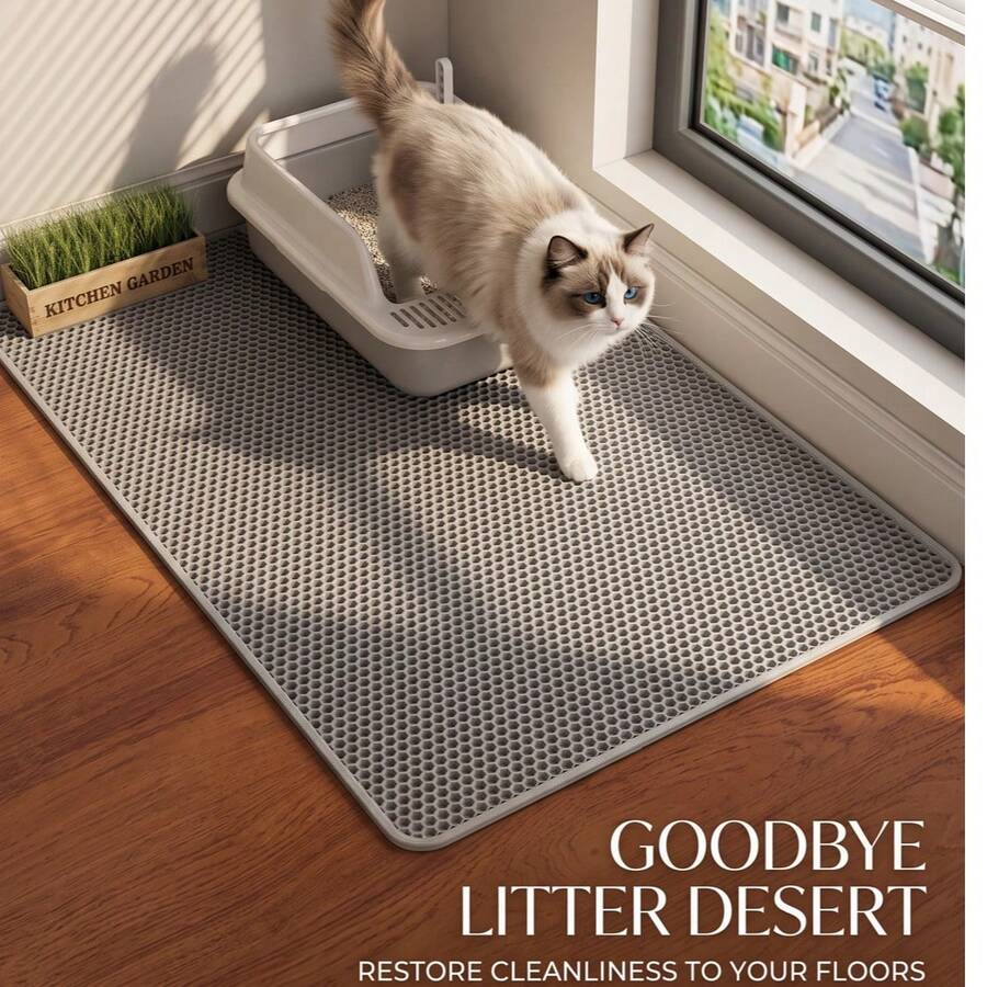1PC Waterproof Urine-Proof Non-Slip Litter Trapping Mat, Soft On Kitty Paws, Scratch-Resistant, Scatter Control, Easy To Clean(Cat Stuff/Cat Accesorries/Pet Supplies/Cat Supplies)