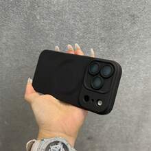 磁吸金屬漆手機殼，適用於 iPhone 18 Pro Max 17e 16 15 14 13 12 11 Pro Plus，相機保護，支援無線充電 TPU 軟殼 - 黑色 - 查看 6
