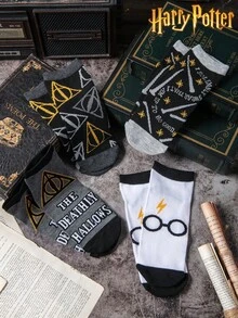 1/4 Pair Warner Bros Dark Series Geometric Pattern Street Style Colorful Fun Low-Cut Socks, Halloween Socks - Multicolor - View 2