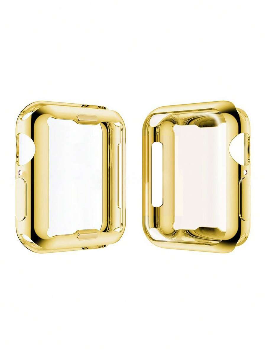 1pc Gold Neutral TPU Full Coverage High Definition Ultra-Thin Watch Case, Anti-Drop Fashion Casual Screen Protector, Compatible With Apple Watch 38/40/41/42/44/45/46/49mm, Compatible With Apple Watch Ultra/SE/11/10/9/8/7/6/5/4/3/2/1, Smartwatch Protective Case Accessory, Case Protector - Gold - View 1