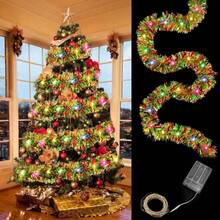 5m/50LED Christmas Glowing Colorful Tinsel Garland String Lights, Battery Powered Fairy Lights, Shiny Christmas Tree Hanging Decoration, Birthday Wedding Party Lighting, Halloween Christmas Atmosphere Decor (Battery Not Included) - Battery-operated Colorful String Lights - View 4
