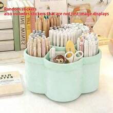 1pc 360° Rotating Desktop Organizer, 6 Compartments, PP Material, Large Capacity Pen Holder, Suitable For Students And Children, Can Hold Makeup Brushes, Pens And Desktop Accessories, Minimalist Design, Suitable For Office, Bathroom, Vanity - Multi-color - View 11
