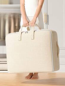 Tianshan Linen Sheer Handheld Clothing Storage Bag, Beige, Reinforced Double Handles, Large Capacity, Foldable - View 5