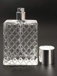 1PC 100ml/3.4oz Square Clear Glass Perfume Spray Bottle, Empty Refillable Fine Mist Atomizer, Large Capacity Portable Travel Fragrance Container - Clear - View 2