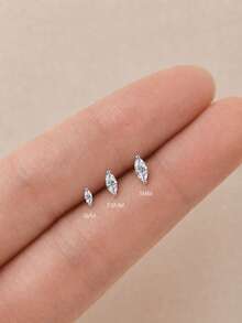AnlaScheer 1pc Moissanite 925 Sterling Silver Evil Eye Flat Back Cartilage Spiral Thread Piercing Earring, Women's Daily Party Jewelry - Silver - View 4