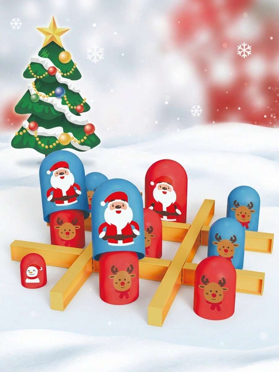 Set Permainan Tic Tac Toe Matryoshka Natal, Boneka Santa Claus dan Rusa Kutub yang Dapat Ditumpuk, Permainan Papan Natal Meja dengan Stiker dan Alas, Permainan Meja Interaktif Keluarga, Dekorasi Hiburan Pesta Liburan - MultiWarna - View 1