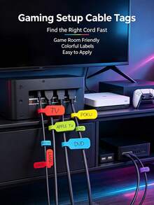 10/30/50pcs Self-Adhesive Cable Management Labels, Random Color Writable Cable Organizer Labels, Easily Manage And Identify Cables, Built-In Labels, Suitable For Electronic Products And Computers, No Battery Required, Office Desk Accessories, Office Supplies, Teacher Supplies Labels, Desktop Storage Box Stickers, Ideal Choice For Home And Office Organization - Multicolor - View 3
