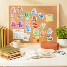 somoving 50pcs Personalized Teddy Bear Analysis Stickers, Waterproof And Durable, Sweet And Cute Style, Colorful Teddy Bear Candy Pattern, Scratch-Resistant Material Design, Suitable For Decorating Notebooks And Water Bottles - Multicolor - View 6
