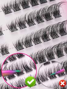 120pcs Glue-Free Individual Lash Clusters, 3D Fluffy Wispy False Eyelashes, Mixed Length DIY Lash Extensions, Dense Voluminous Cluster Lashes, Soft Lightweight Reusable Eyelash Clusters, Easy No-Glue Application For Parties, Photos & Special Events - D - View 6