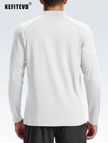 KEFITEVD Men's Thermal Mock Neck Long Sleeve Shirt, Fleece-Lined Stretch Winter Base Layer Top For Cold Weather Running, Cycling, Hiking And Outdoor Sports - White - View 3