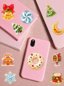 50Pcs Translucent Crystal Candy Christmas Stickers, Jelly‑Candy‑Style Christmas‑Themed Illustrations Mixed With Xmas Train, Candy Shop, Snowflake & Snow Globe Elements, For Journal Collage, Laptop Shell, Gift Wrapping, Photo Album, Locker Decor - Multicolor - View 4