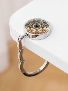 1pc Vintage Tree Of Life Elephant Evil Eye Bag Hook, Foldable Table Edge Bag Hanger, Portable Desktop Bag Clip, Women's Handbag Storage Hook, Travel Portable Bag Hanger - Multicolor - View 8