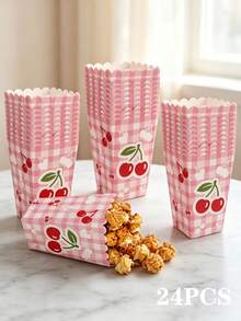 24/12pcs Cherry Themed Popcorn Boxes, 11.5X7X5.5CM, Sweet & Fresh Style/Candy Boxes/Storage Boxes/Popcorn Boxes, Suitable For Birthday/Party/Holiday/Back To School/Wedding - Cherry B - View 15