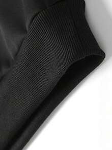 Men's Autumn/Winter Outdoor Thermal Lined Warm Sweatshirt, Fashion Thick Lamb Fleece Crew Neck Sweatshirt, Versatile Long Sleeve Top For Men - Black - View 8