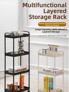 Multifunctional Rolling Storage Cart - Versatile Storage Solution For Kitchen, Living Room And Bedroom - Can Store Stationery, Snacks, Small Items And More - Durable Plastic Construction, Multi-Purpose Trolley, Vertical Storage Rack - Multicolor - View 5