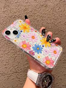 Funda de teléfono transparente con patrón floral de verano vibrante y colorido, diseño lindo de margaritas, carcasa protectora a prueba de golpes - Multicolor - Ver 4