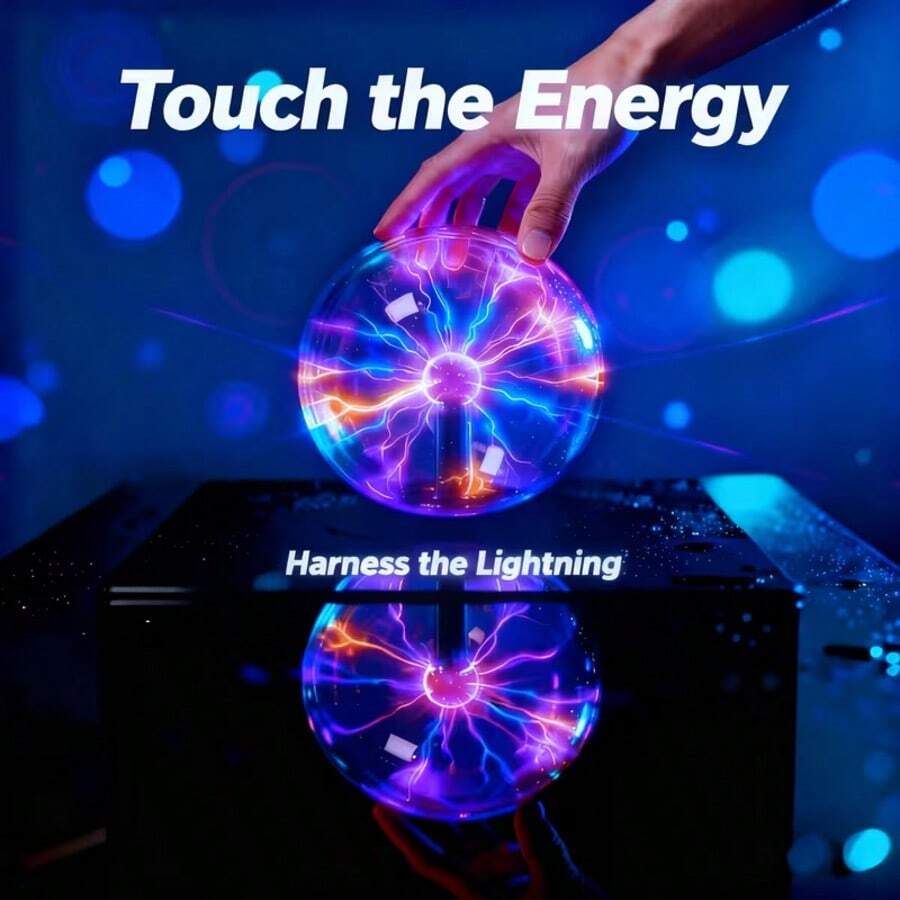 Smart Touch Plasma Lightning Ball Lamp, USB Powered & Battery Dual Power (Battery Not Included), Interactive Plasma Ball With Fingertip Touch Sensor, Black Base Science Experiment Decor Night Light, Suitable For Home Decoration, Holiday Gift, Creative Lighting - Magic Ball Light - View 1