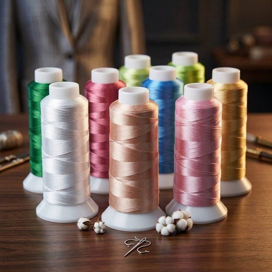 Premium Embroidery Thread Set - Approximately 1200m Long, High Gloss Polyester Fiber Sewing Thread Suitable For Quilting And Decorative Sewing, Includes Multiple Vibrant Colors - Resistance Band - View 1