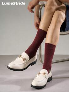 Men Crew Socks | Business & Everyday | Versatile Moisture-Wicking And Breathable Socks | Comfortable Cotton | All-Match Style - Burgundy - View 4