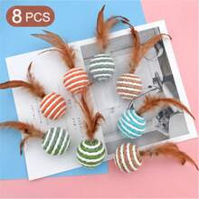 4pcs Cat Toys, Random Color Ball Design, Cat Teaser Stick, Suitable For Cat Interaction - Multicolor - View 9