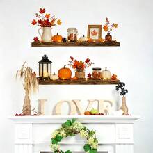 1PC Thanksgiving Maple Leaf & Pumpkin Wall Sticker, Self-Adhesive Wall Decal For Bedroom, Living Room, Study Background Wall Decoration - Multicolor - View 2