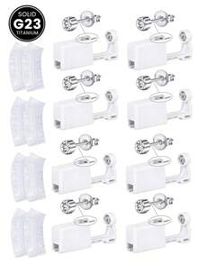 2/4/6/8Pcs/Set G23 Hypoallergenic Self Nose Piercing Kit Unit Disposable Nose Piercing Gun With Nose Stud Piercing Kit Tool For Cartilage Tragus Helix Piercing Gun Piercing Jewelry (Silver With CZ) - Multicolor - View 10