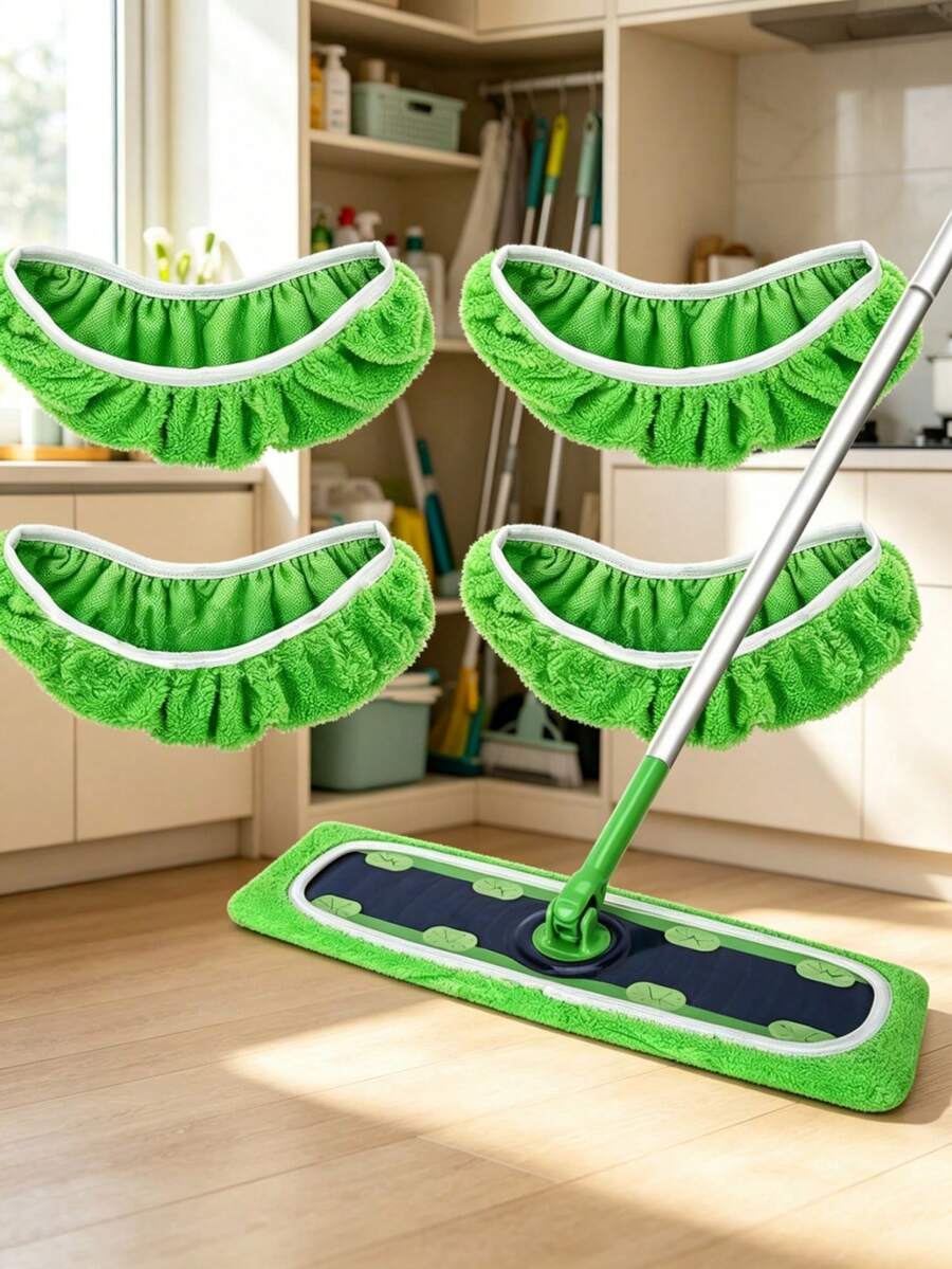 2pcs Coral Fleece Mop Cloth, Reusable And Washable, Suitable For Cleaning Hardwood Floors And Various Surfaces, Durable Synthetic Material, Essential For Floor Cleaning, Decorative Style Easy-To-Clean Mop Cloth