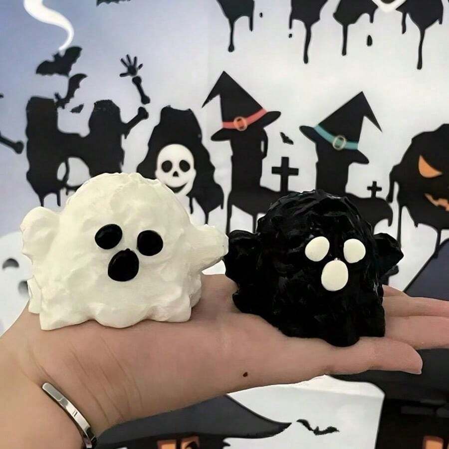 1pc Halloween Ghost Squishy Toy, Soft Rubber Slow Rebound, Ghost Character Shape, Stress Relief Toy - Multicolor - View 1
