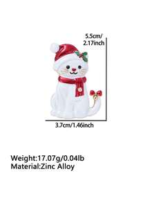 Cring Coco 1pc Christmas Cat Brooch For Women Accessories Enamel Santa Hat Scarf Bow Bell Decor Pin Brooches Cute Animal Lapel Badge Xmas Holiday Party Gift - Cat - View 4