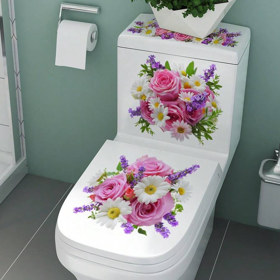 1 miếng nhãn dán trang trí bó hoa đa sắc sang trọng, decal dán tường tự dính - Nhiều màu - Xem 1