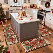 1/2/3pcs Christmas Theme Kitchen Rug, Flannel Kitchen Rug, Comfortable Soft Absorbent Non-Slip Machine Washable With Backing, Suitable For Multiple Scenes: Entrance, Living Room, Bedroom, Kitchen, Dining Room, Bathroom, Laundry Room, Hallway, Christmas Holiday Decoration Home Floor Mat Multifunctional - Multicolor - View 6